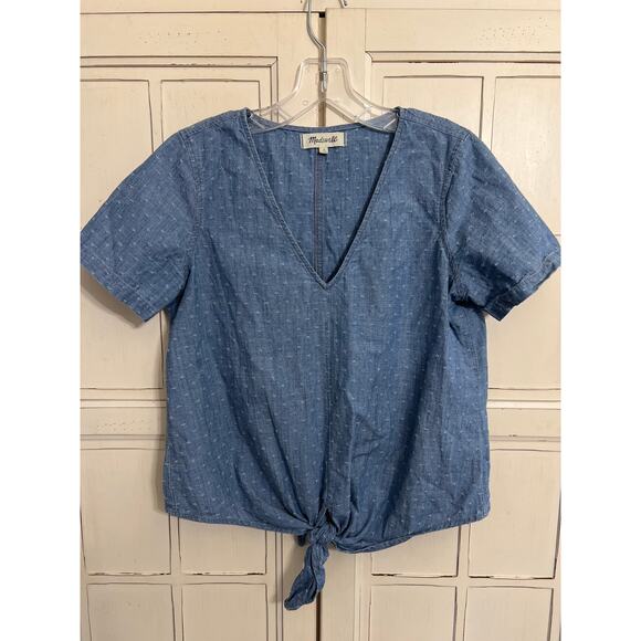 Madewell Tops - Madewell size small chambray denim blue popover blouse shirt top